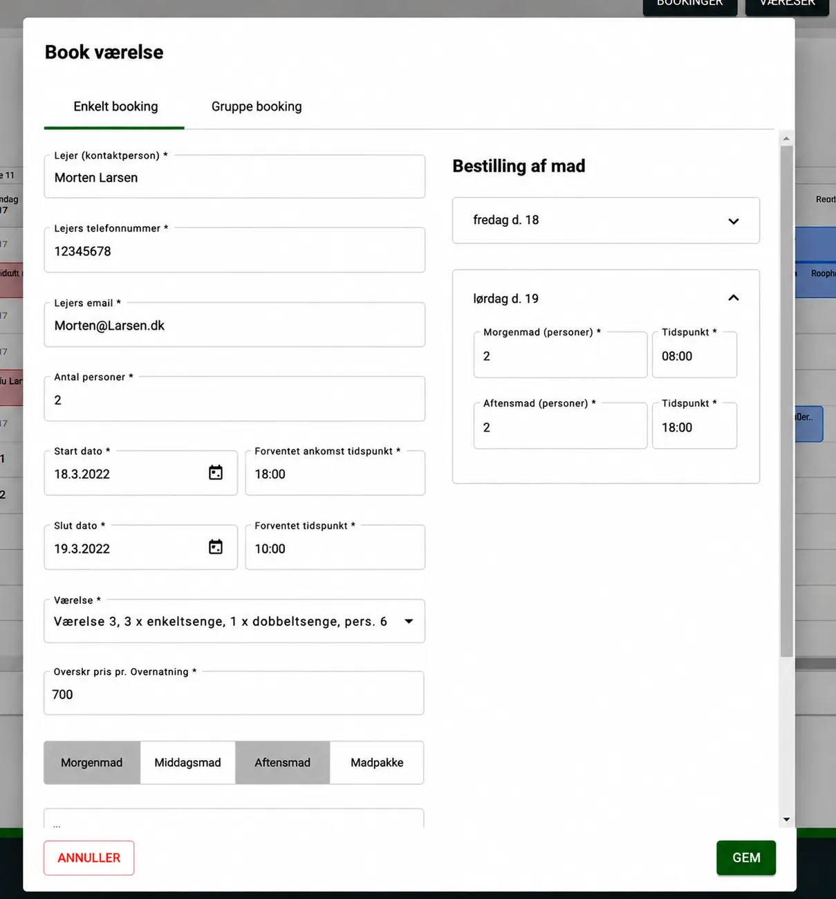 Opret booking